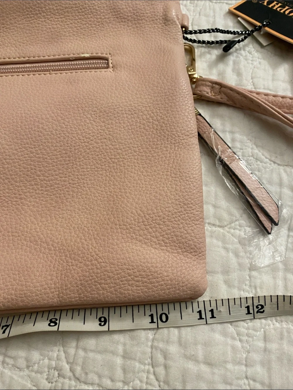 Diophy Blush Fold-Over Wristlet Clutch or crossbody with Zip Accents